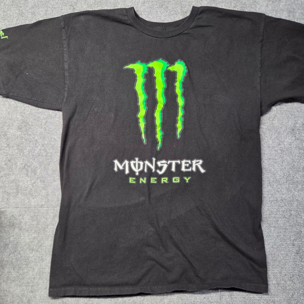 Y2K Monster Energy T Shirt Mens Large Black Unleash The Beast Racing Graphic Tee